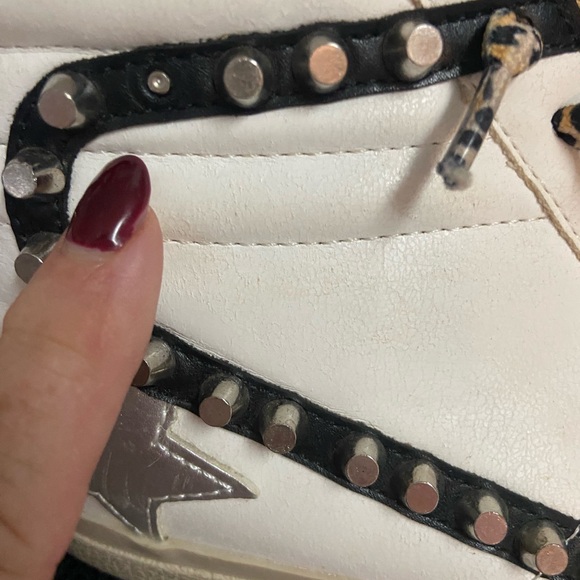 ShuShop White and Black High-Top Sneakers with Leopard Accents - Picture 8 of 11